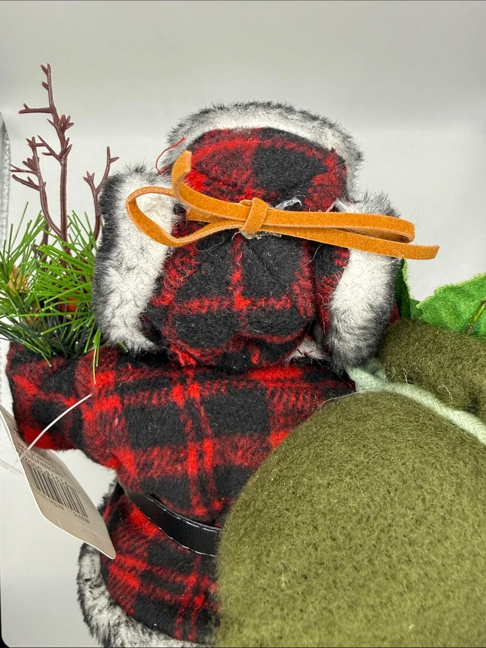 Ashland African American  Santa Claus in Red and Black Plaid Coat 11”